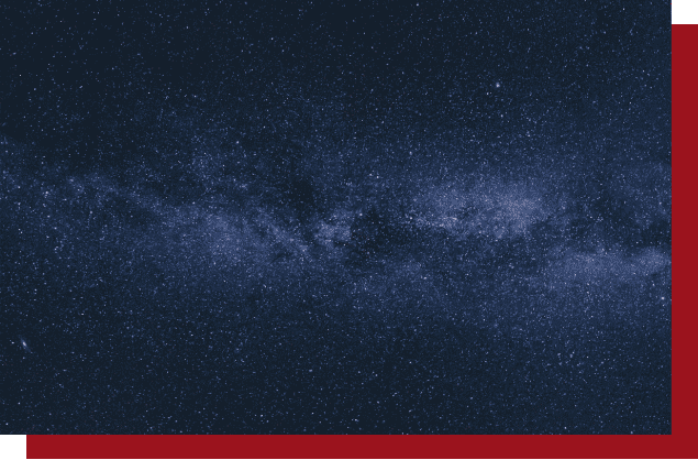 A dark blue sky with some stars and a red border